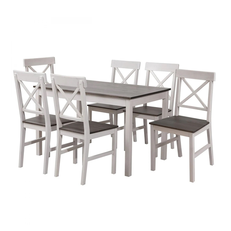 DAILY Set K/D (Table 150x90+6 Chairs) White/Dark Oak