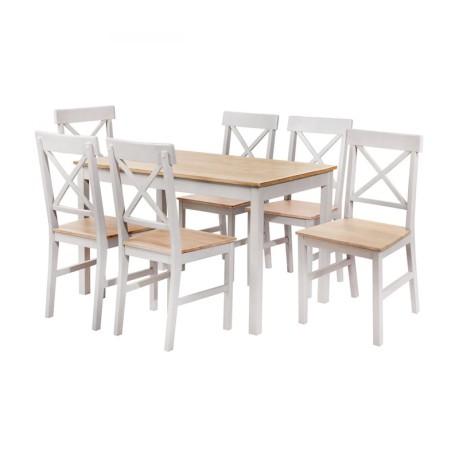 DAILY Set K/D (Table 150x90+6 Chairs) White/Natural