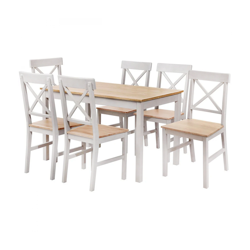 DAILY Set K/D (Table 150x90+6 Chairs) White/Natural