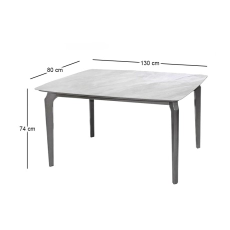 DALIN Table 130x80cm Dark Grey Wood/Sintered Stone White Marble