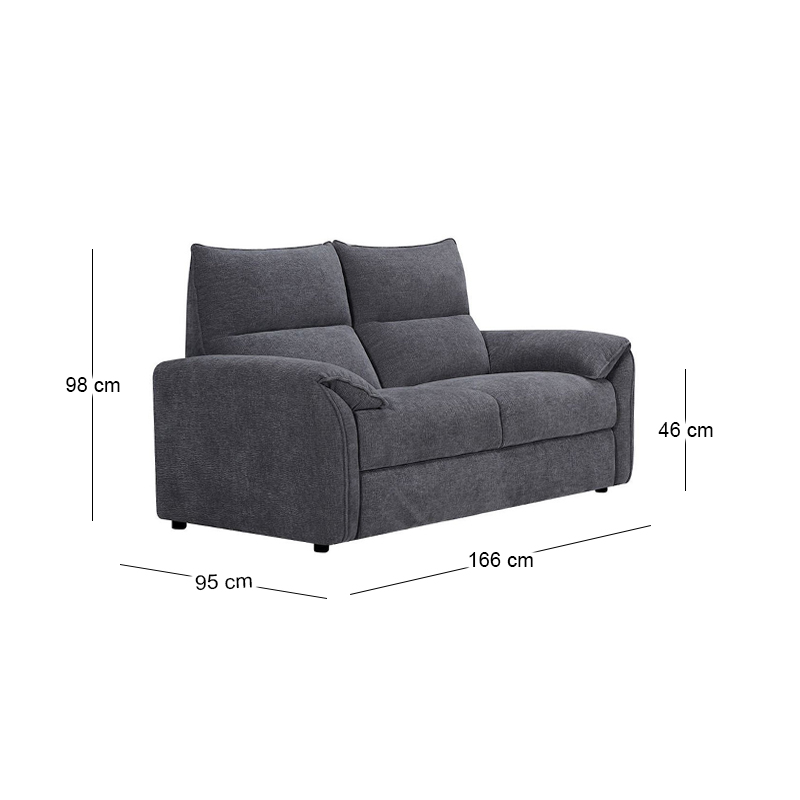 DALLAS 2-Seater Sofa Grey Fabric