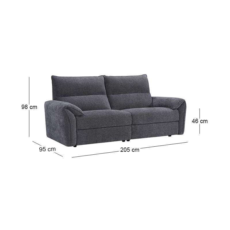 DALLAS 3-Seater Relax Sofa Grey Fabric