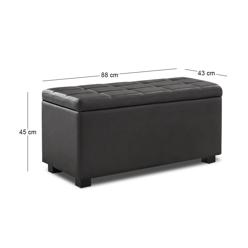 DENISE Storage Ottoman Pu Black 88x43x45