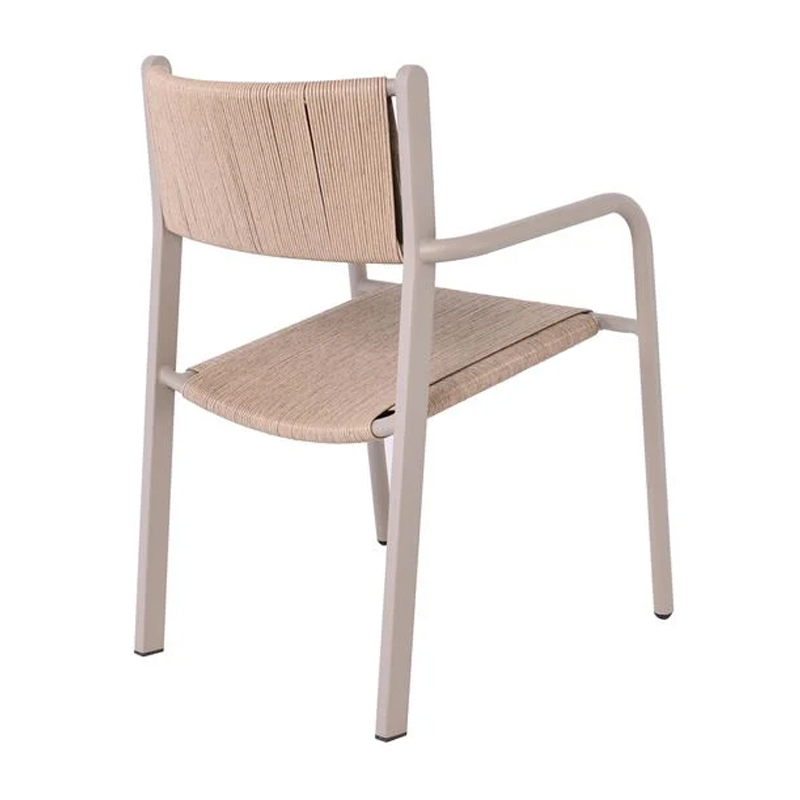 DENVER Πολυθρόνα Dining Στοιβαζόμενη, Αλουμίνιο - Rope Wicker Μπεζ 56x58x82cm