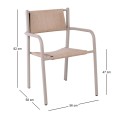 DENVER Πολυθρόνα Dining Στοιβαζόμενη, Αλουμίνιο - Rope Wicker Μπεζ 56x58x82cm