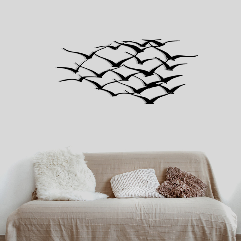 Herd of Birds Megapap metal art in black color 120x55cm.