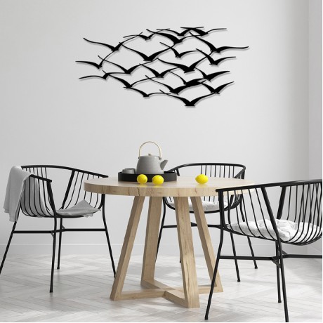 Herd of Birds Megapap metal art in black color 120x55cm.