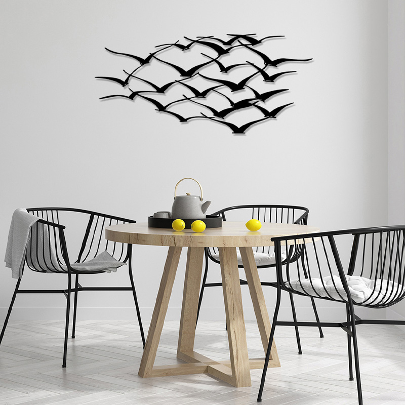 Herd of Birds Megapap metal art in black color 120x55cm.