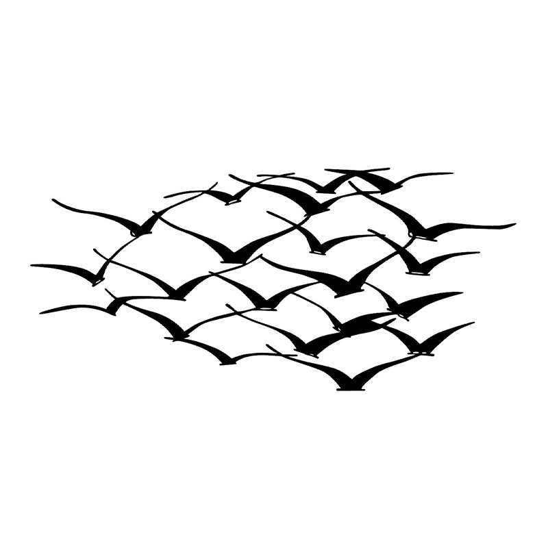 Herd of Birds Megapap metal art in black color 120x55cm.