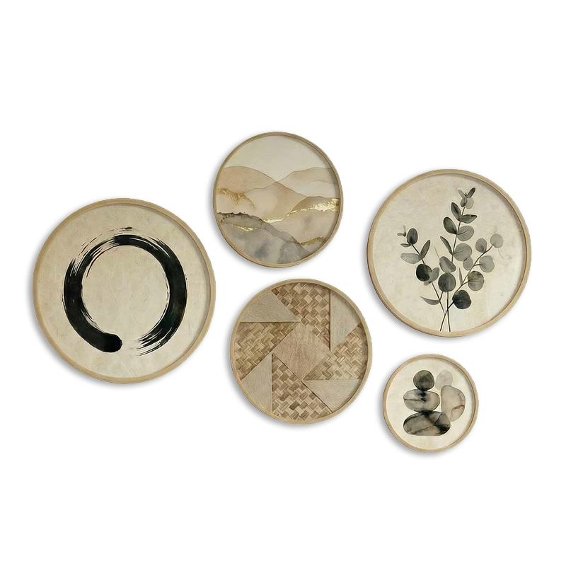 Nima Megapap Wall decoration set of 5 pieces wooden - Mdf natural color
