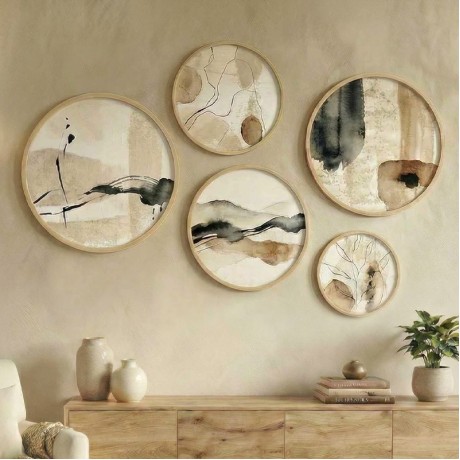Nima Megapap Wall decoration set of 5 pieces wooden - Mdf natural color