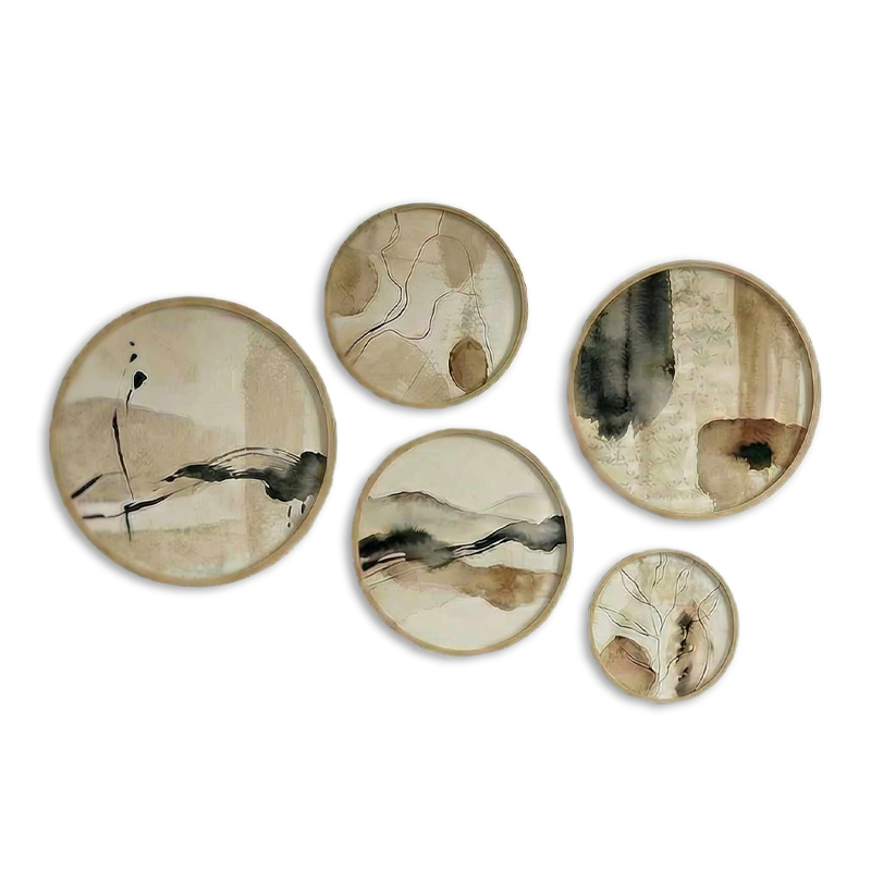 Nima Megapap Wall decoration set of 5 pieces wooden - Mdf natural color