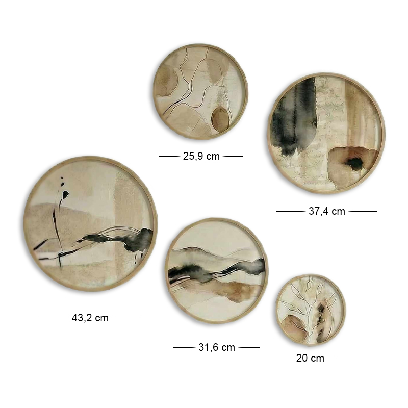 Nima Megapap Wall decoration set of 5 pieces wooden - Mdf natural color