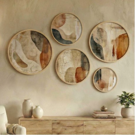 Nima Megapap Wall decoration set of 5 pieces wooden - Mdf natural color