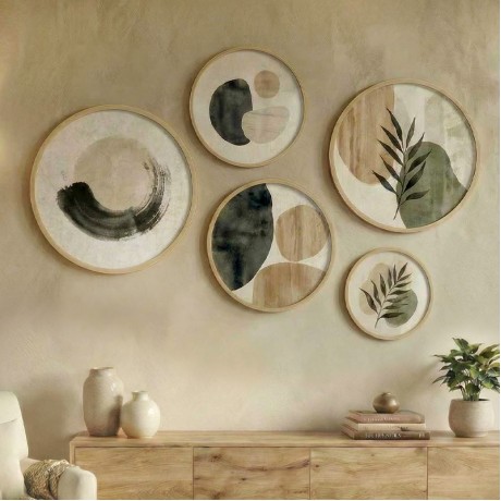 Nima Megapap Wall decoration set of 5 pieces wooden - Mdf natural color