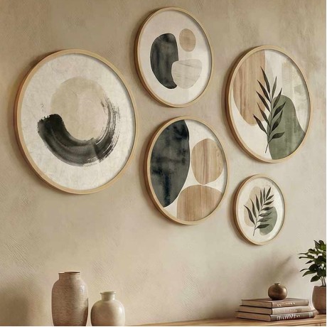 Nima Megapap Wall decoration set of 5 pieces wooden - Mdf natural color