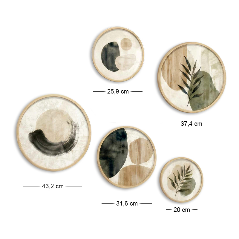 Nima Megapap Wall decoration set of 5 pieces wooden - Mdf natural color