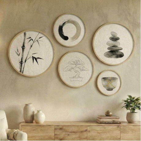 Nima Megapap Wall decoration set of 5 pieces wooden - Mdf natural color