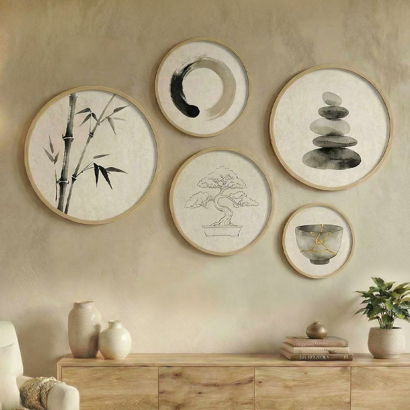 Nima Megapap Wall decoration set of 5 pieces wooden - Mdf natural color