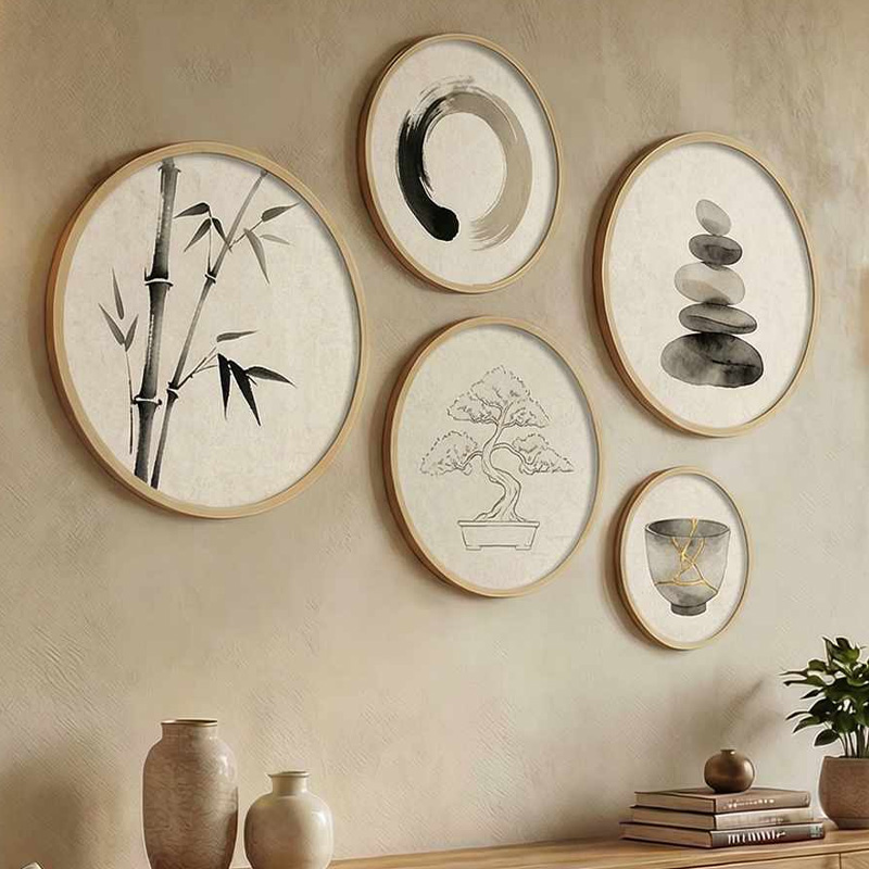Nima Megapap Wall decoration set of 5 pieces wooden - Mdf natural color