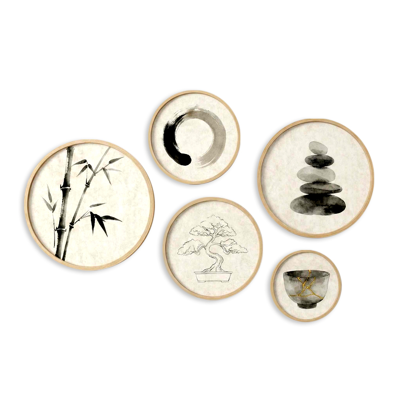 Nima Megapap Wall decoration set of 5 pieces wooden - Mdf natural color