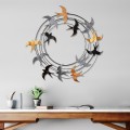 Spiral Flock Megapap metal wall art in black - bronze - silver color 87x5x87cm.