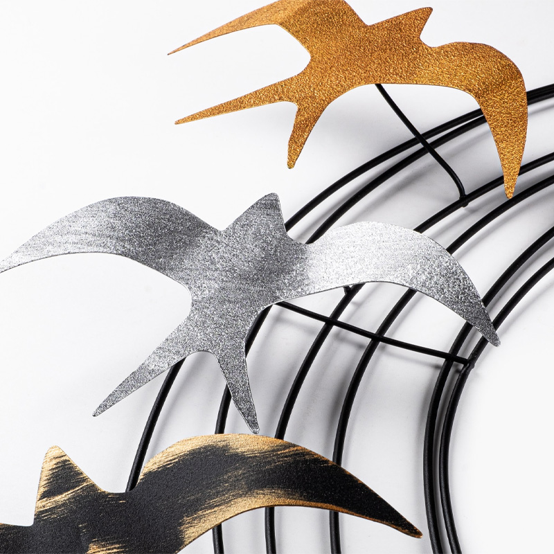 Spiral Flock Megapap metal wall art in black - bronze - silver color 87x5x87cm.