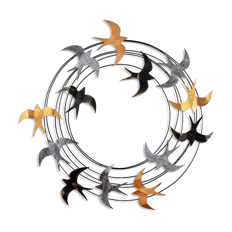 Spiral Flock Megapap metal wall art in black - bronze - silver color 87x5x87cm.