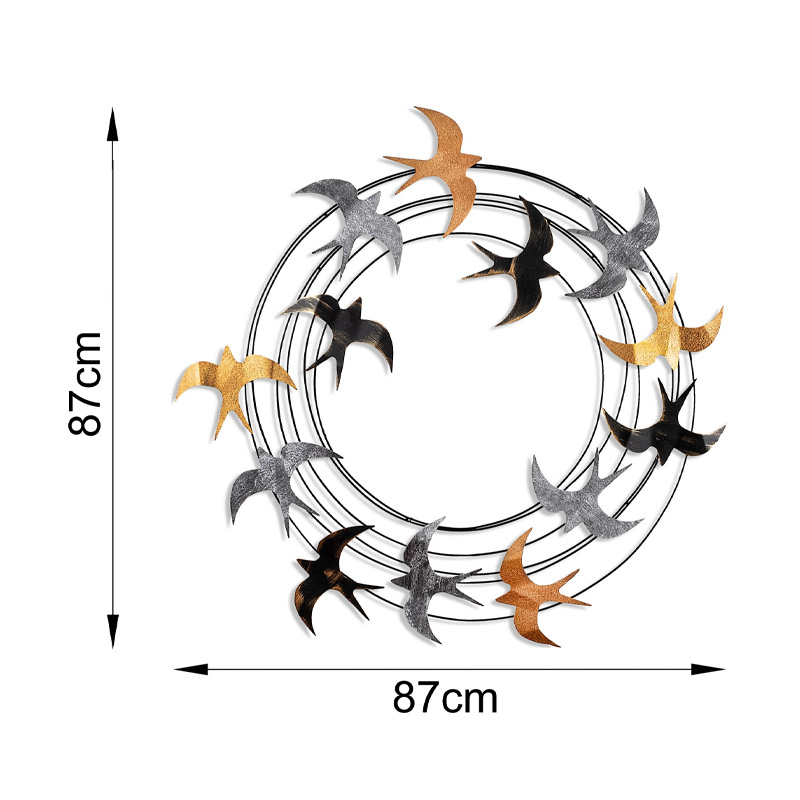 Spiral Flock Megapap metal wall art in black - bronze - silver color 87x5x87cm.