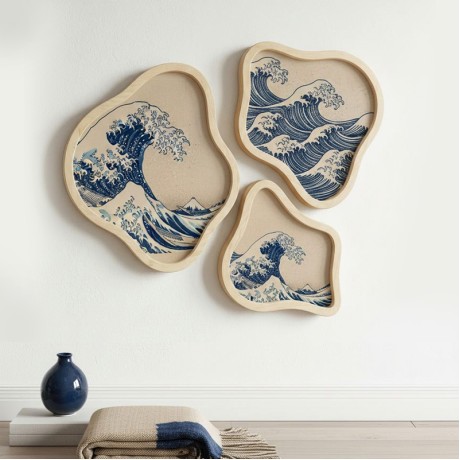 Waves Megapap Wall decoration set of 5 pieces wooden - Mdf natural color