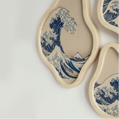 Waves Megapap Wall decoration set of 5 pieces wooden - Mdf natural color