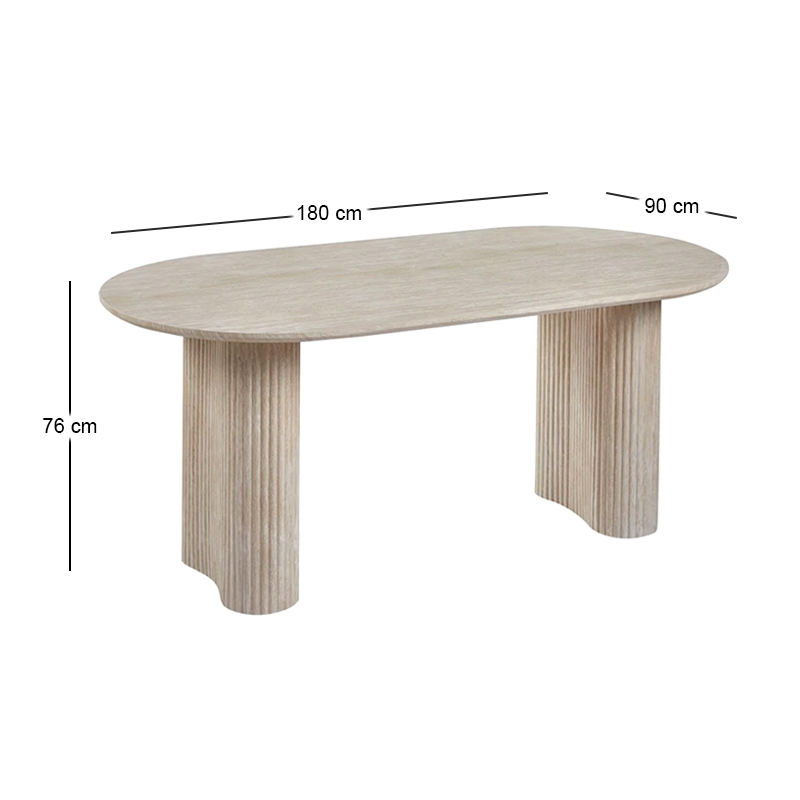 DIAZ Table 180x90cm MDF Natural Stone