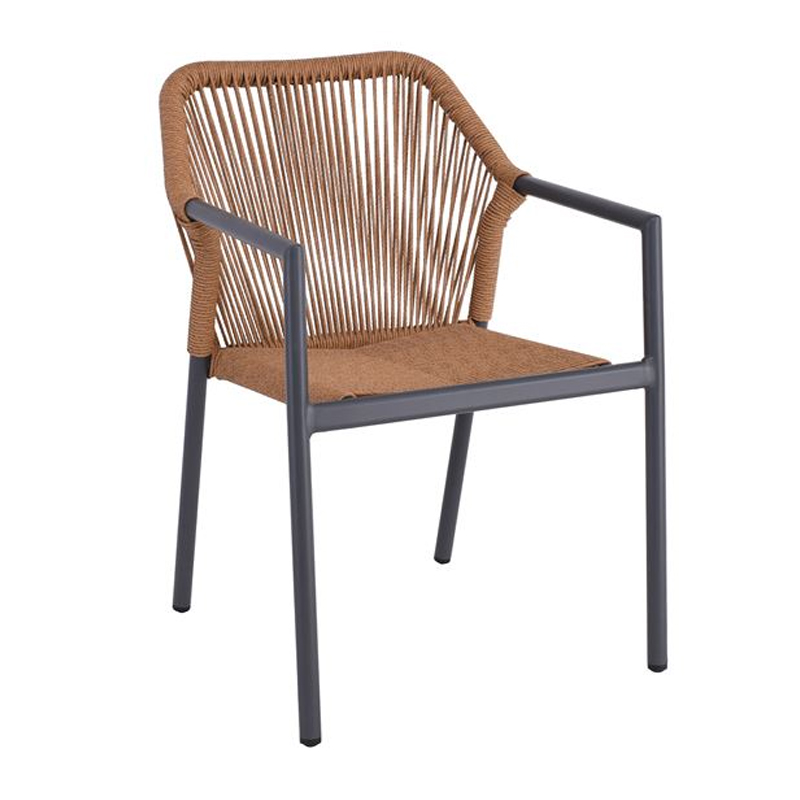 DINA Armchair Alu Anthracite/Rope Wicker Natural