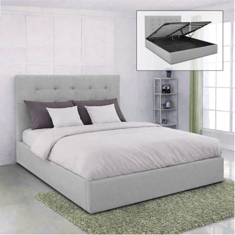 DOLCE Gas Lift Bed (for Mattress 160x200cm) Grey Fabric