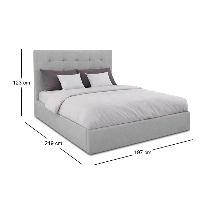 DOLCE Gas Lift Bed (for Mattress 160x200cm) Grey Fabric