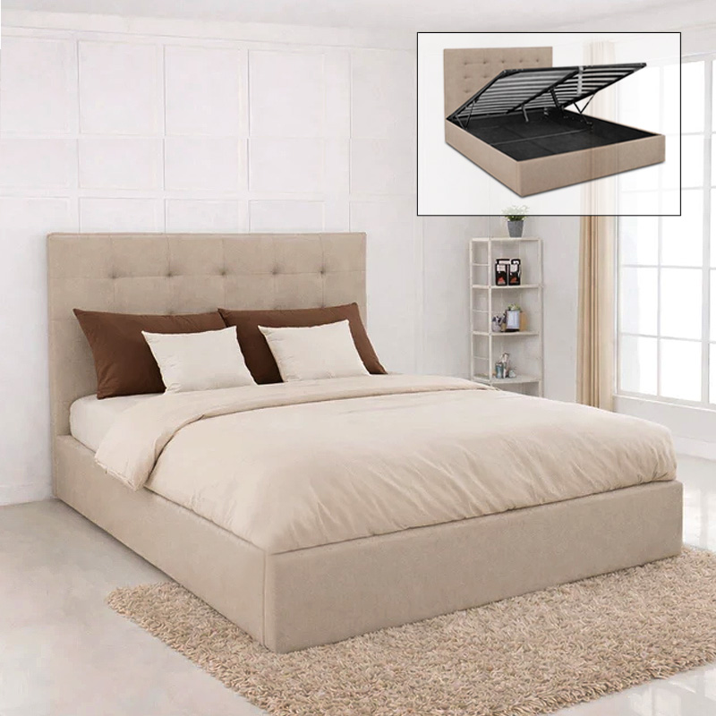 DOLCE Gas Lift Bed (for Mattress 160x200cm) Beige Fabric