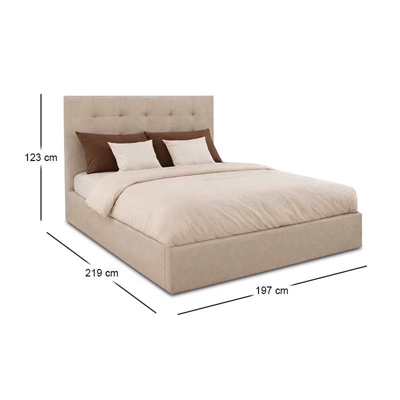 DOLCE Gas Lift Bed (for Mattress 160x200cm) Beige Fabric