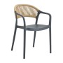 DONNA Armchair-Pro PP-UV Anthracite/Rope Wicker Natural