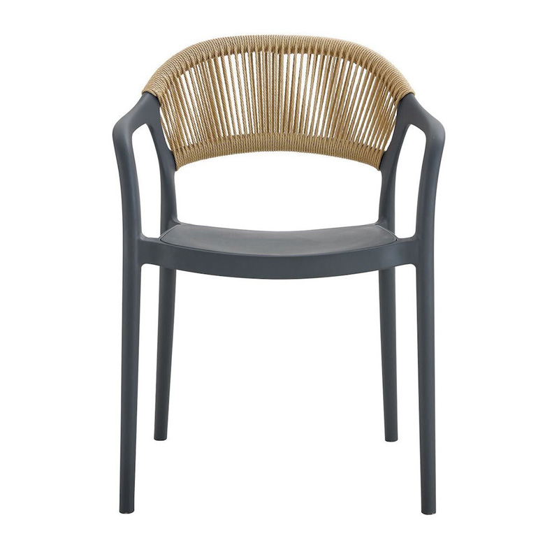 DONNA Armchair-Pro PP-UV Anthracite/Rope Wicker Natural