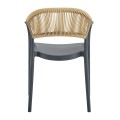 DONNA Armchair-Pro PP-UV Anthracite/Rope Wicker Natural