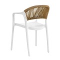 DONNA Armchair-Pro PP-UV White/Rope Wicker Natural