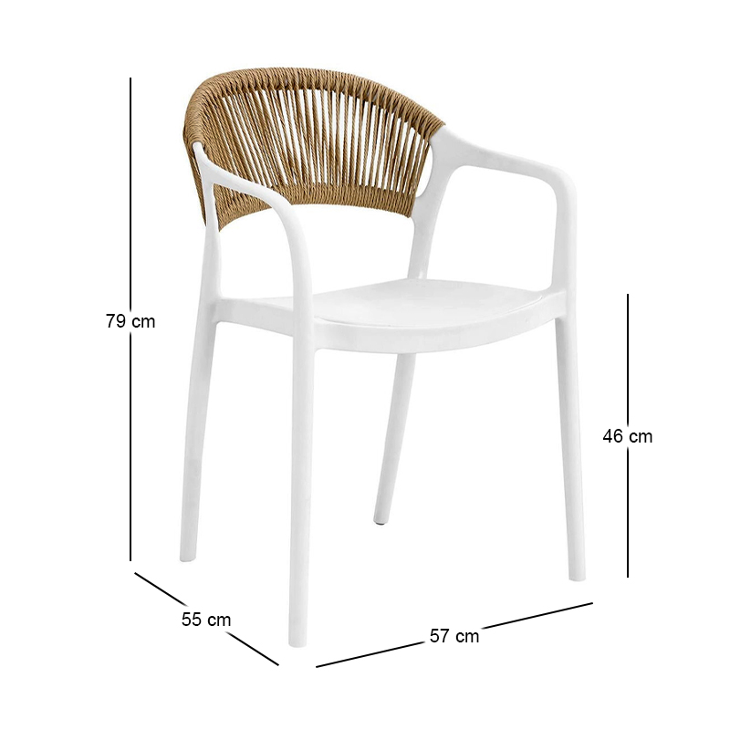 DONNA Armchair-Pro PP-UV White/Rope Wicker Natural