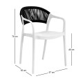 DONNA Armchair-Pro PP-UV White/Rope Wicker Black
