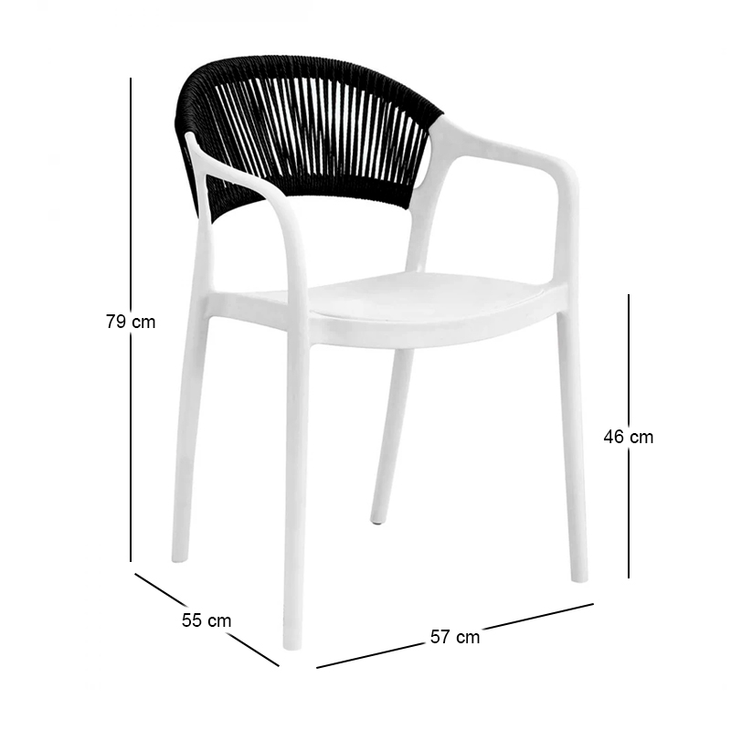 DONNA Armchair-Pro PP-UV White/Rope Wicker Black
