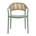 DONNA Armchair-Pro PP-UV Green/Rope Wicker Natural