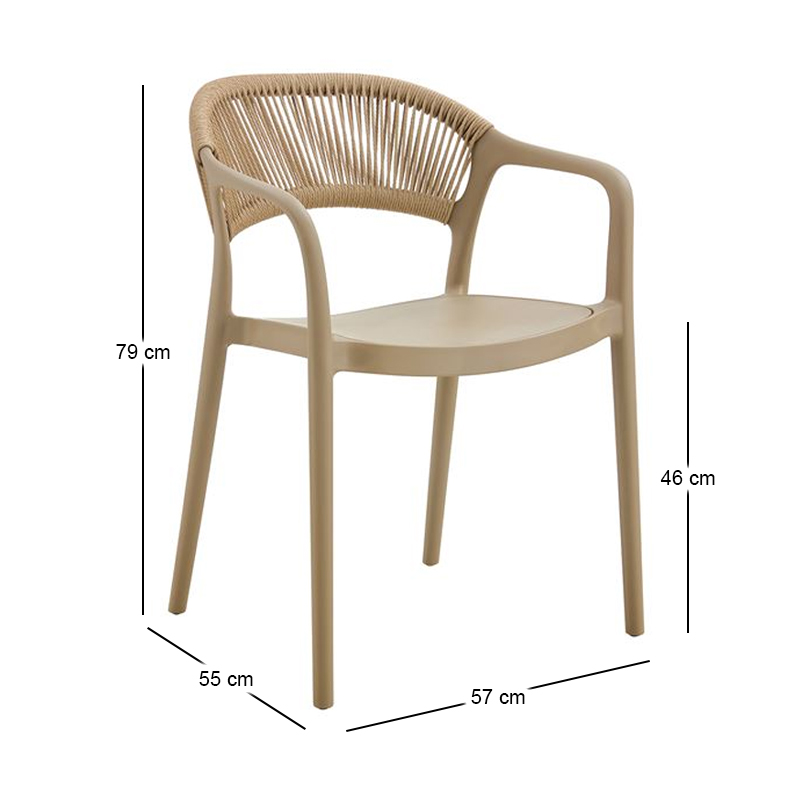 DONNA Armchair-Pro PP-UV Tortora/Rope Wicker Natural