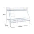 DOUBLE Deck Bed (140x190+90x190)cm Metal White