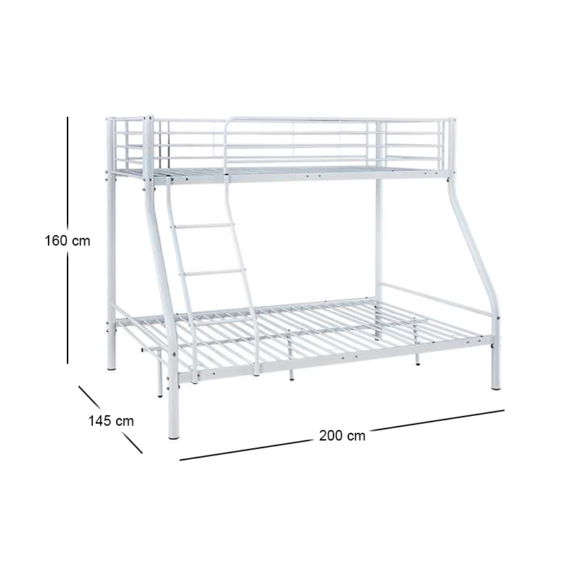 DOUBLE Deck Bed (140x190+90x190)cm Metal White