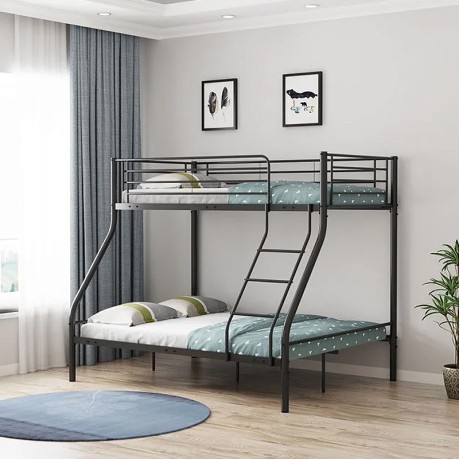 DOUBLE Deck Bed (140x190+90x190)cm Metal Black