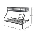 DOUBLE Deck Bed (140x190+90x190)cm Metal Black